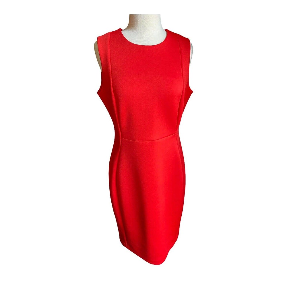 Calvin Klein Red Sleeveless Sheath Dress
